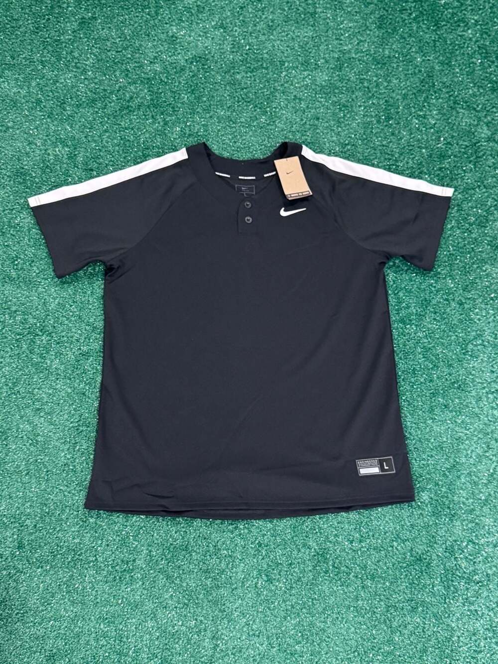 Nike Men's Vapor Select 2-Button Baseball Jersey Black White DX9156-011 L NWT